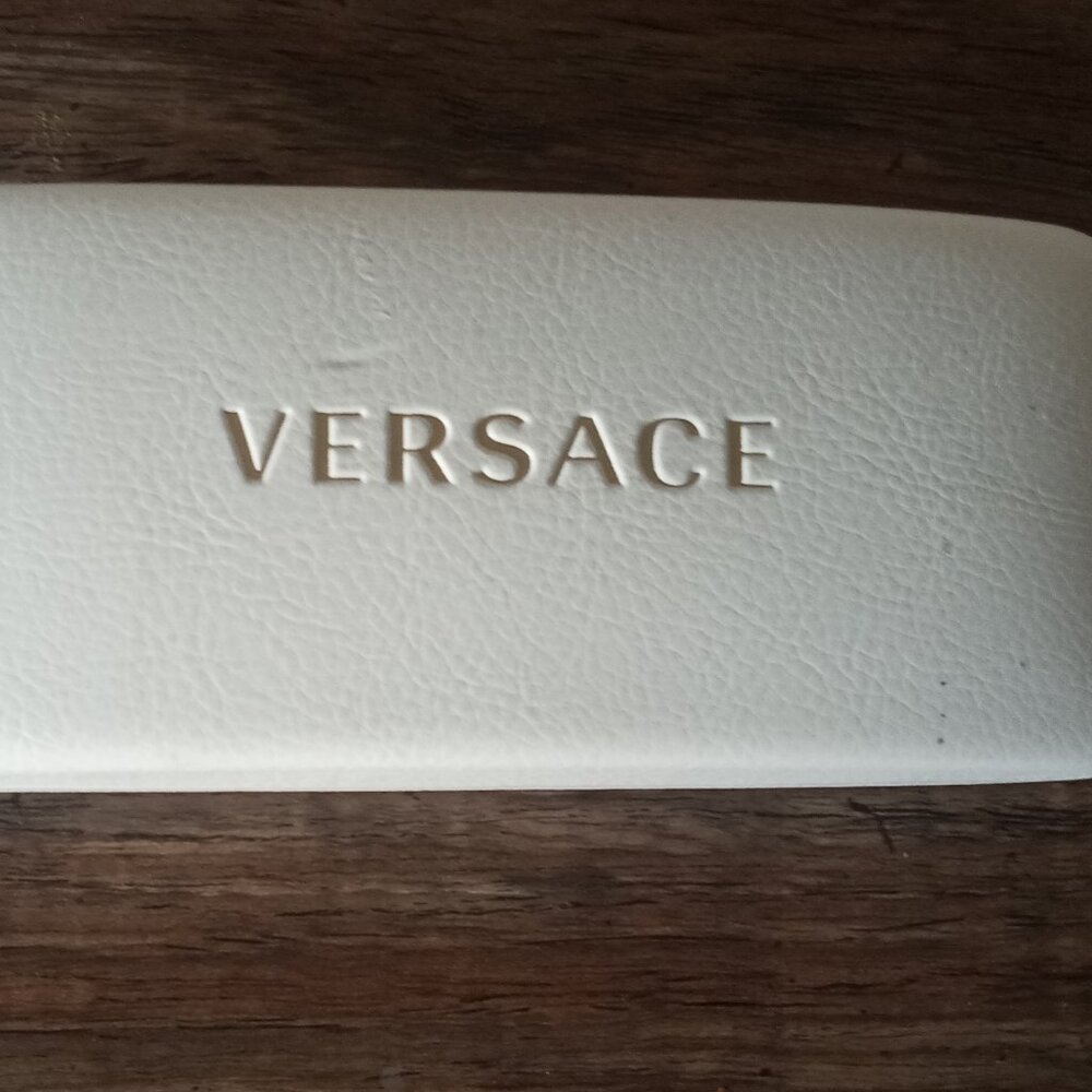 Versace Authentic Hard Clamshell Eyeglasses Case only White Genuine 6x2.5x1.5 in